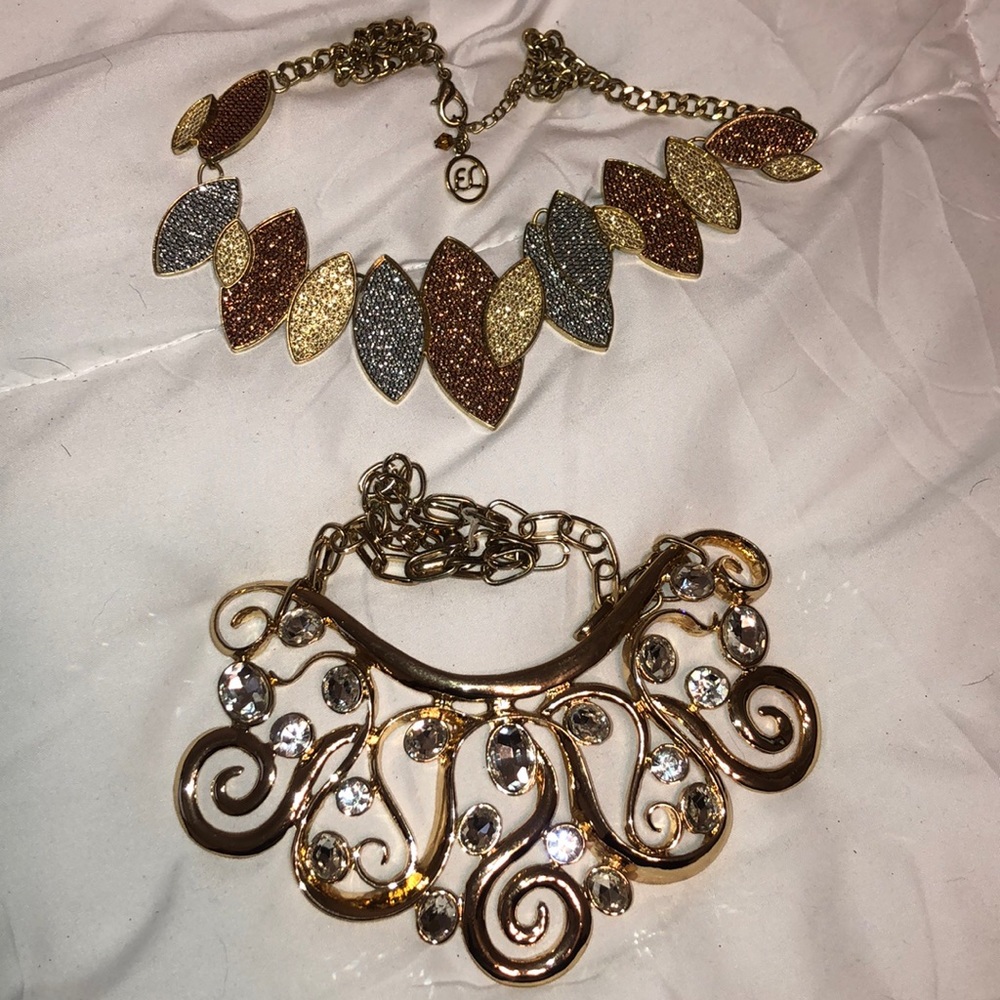 Gold sparkle rhinestone necklace bundle